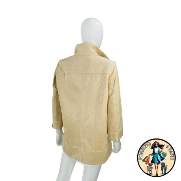 Tuckernuck NEW Bone Ivory Faux Suede Margot Collared 3/4 Sleeve Top Size M - Picture 7 of 10